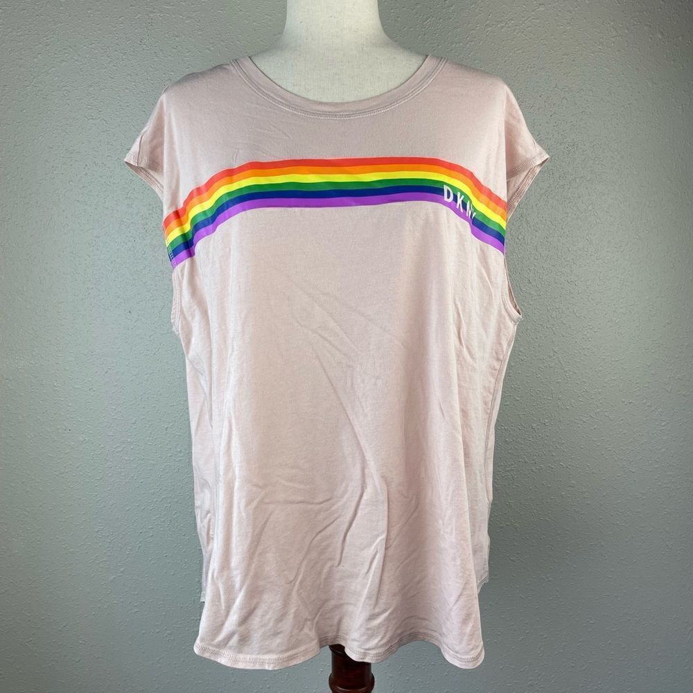 NWOT DKNY Rainbow Muscle Tee Size XL